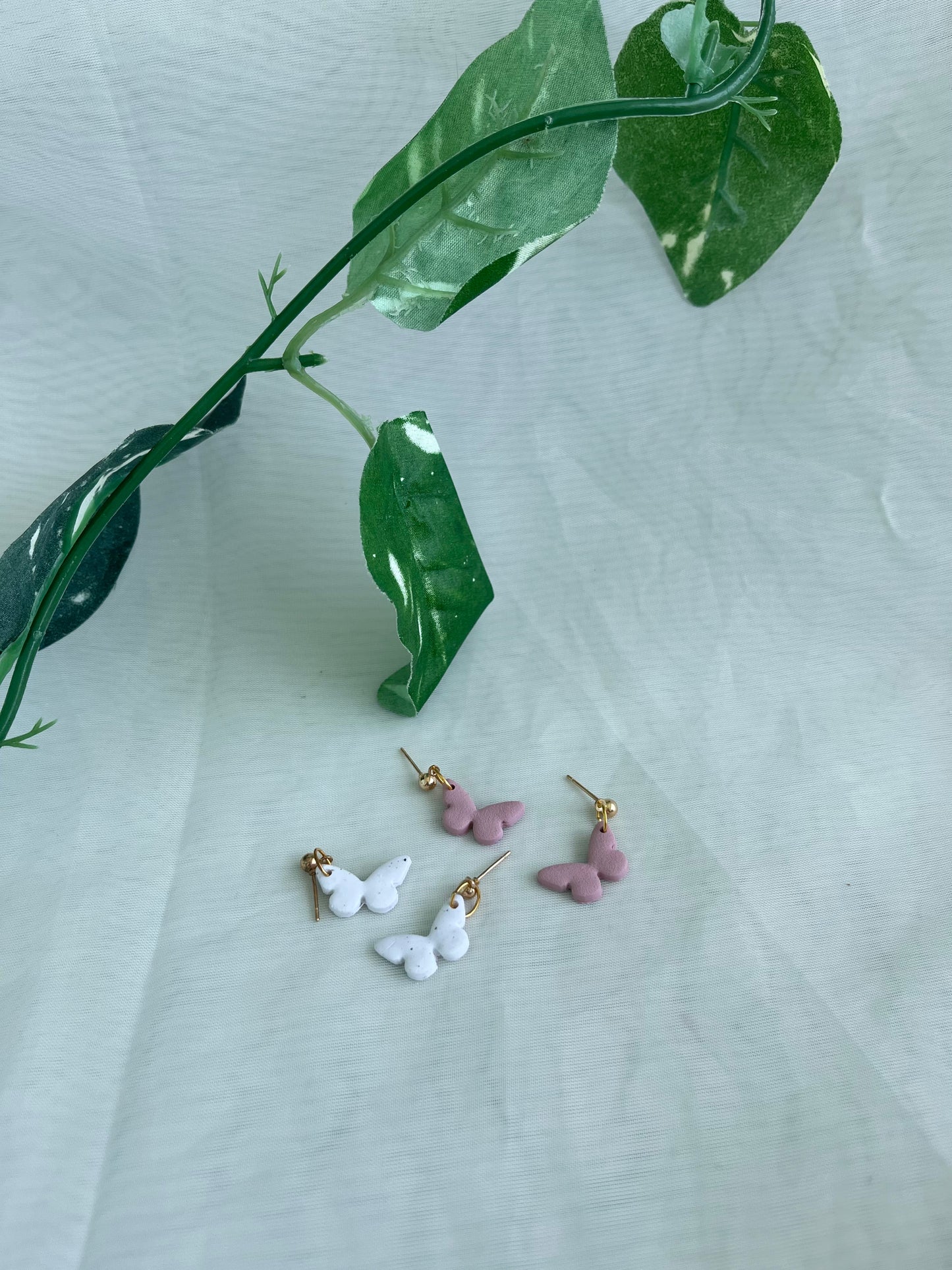 Mini butterfly clay earrings