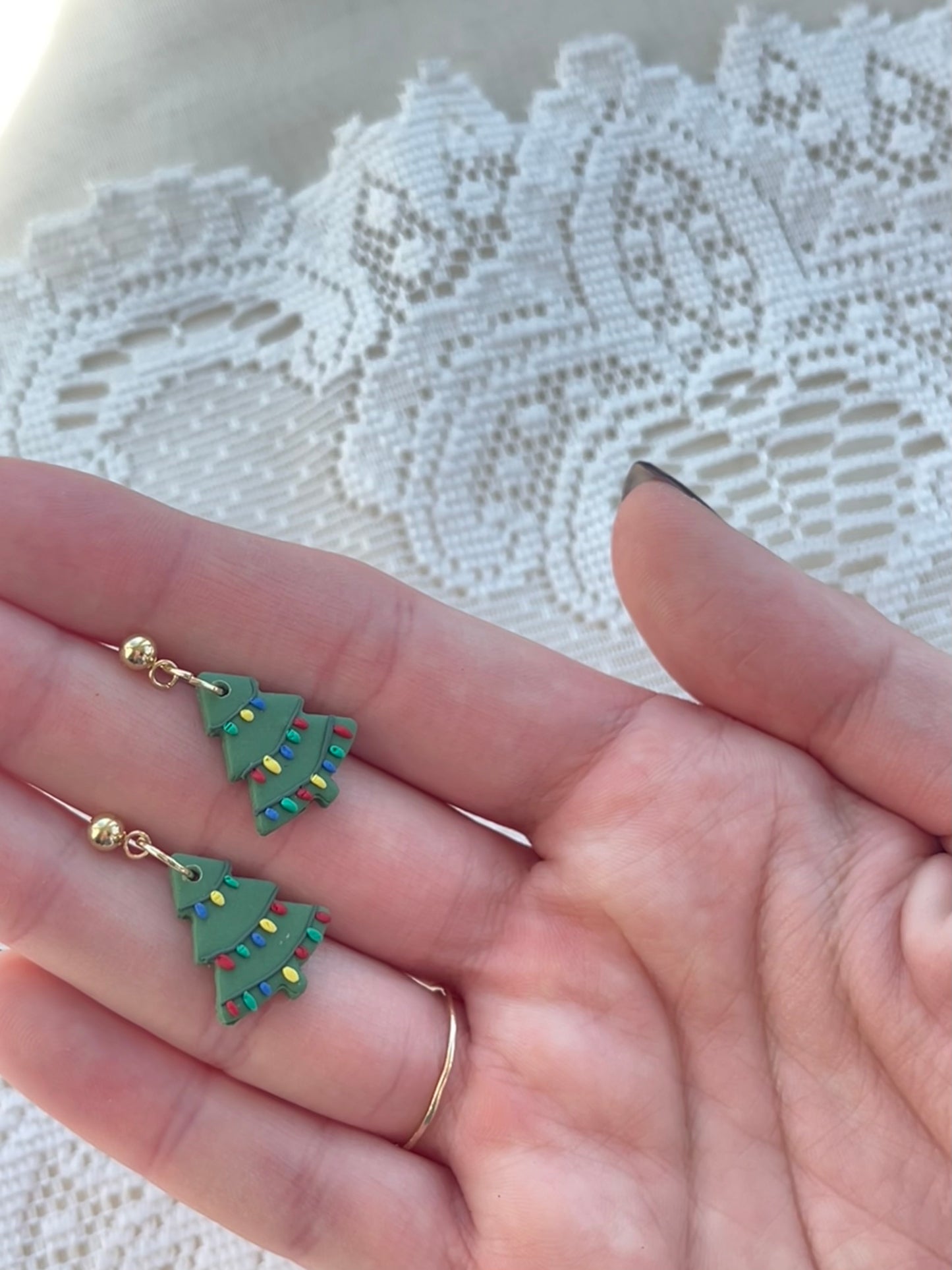 colorful light Christmas tree earrings