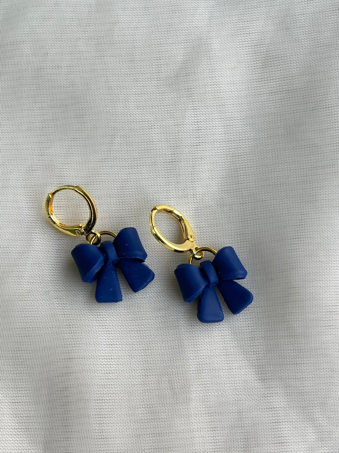 Navy blue bow earrings
