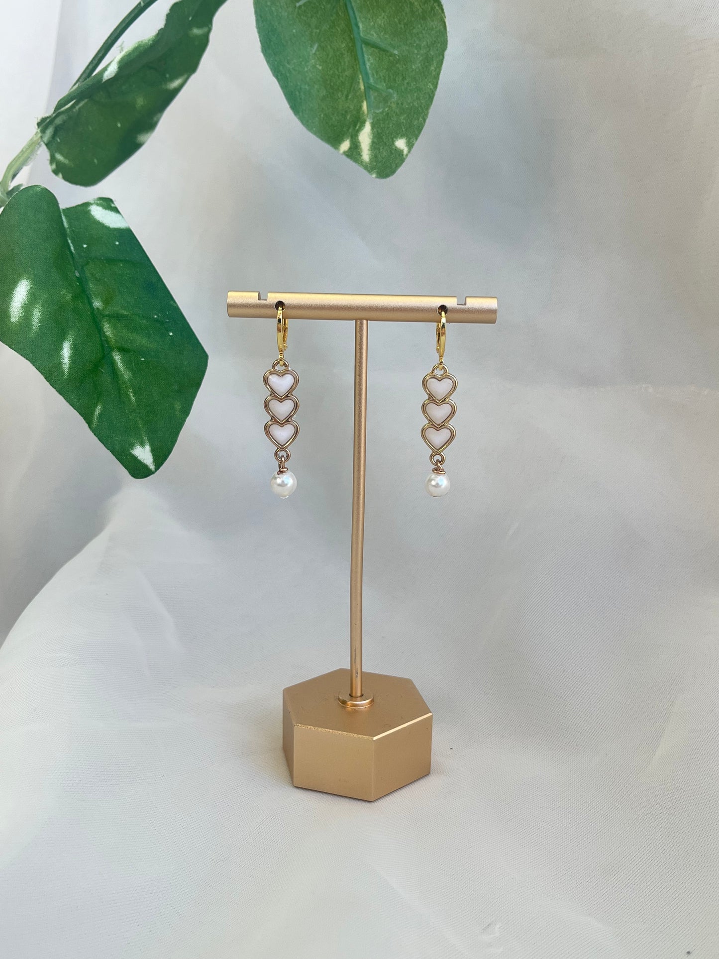three tiered heart earrings