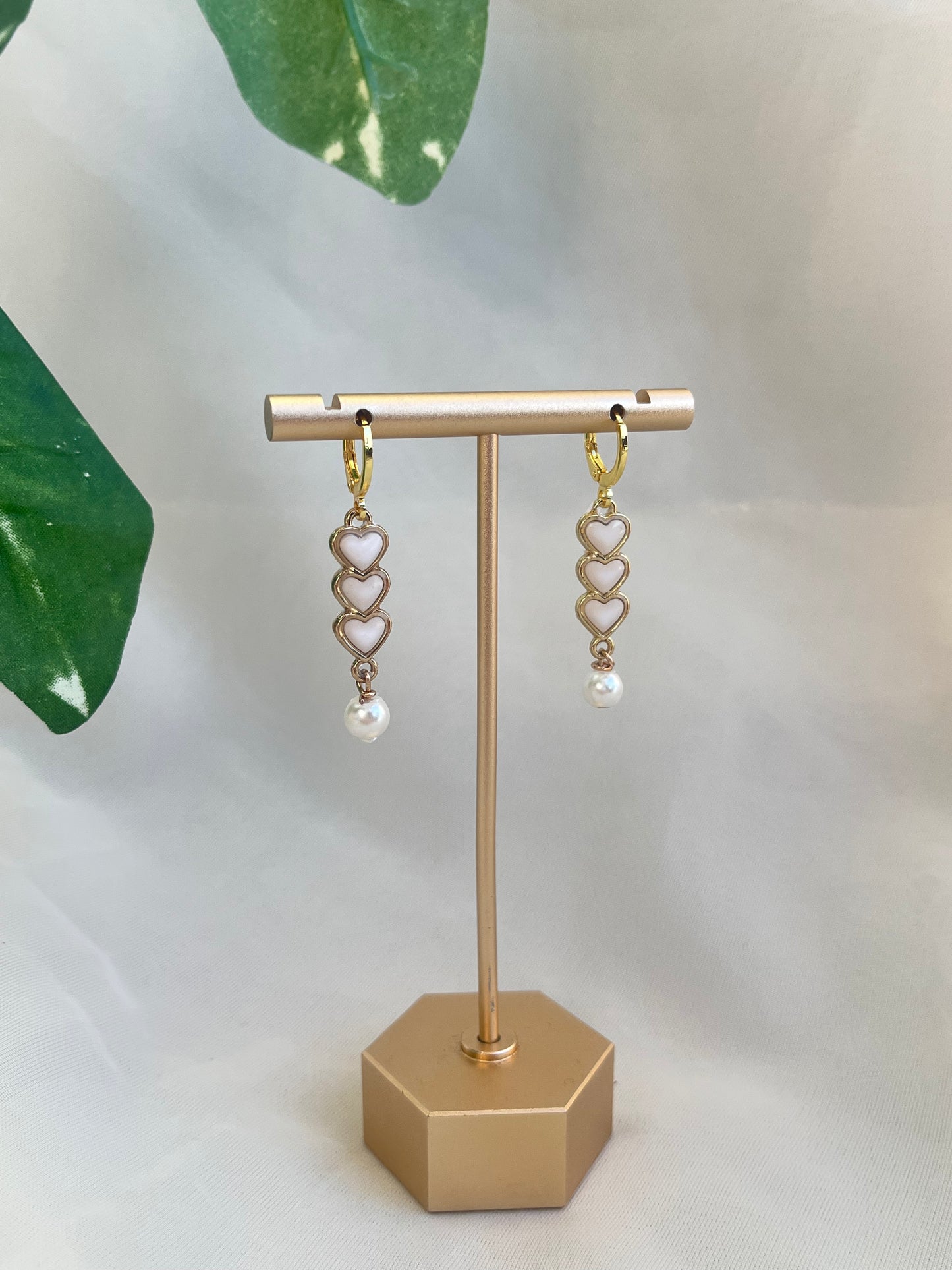 three tiered heart earrings