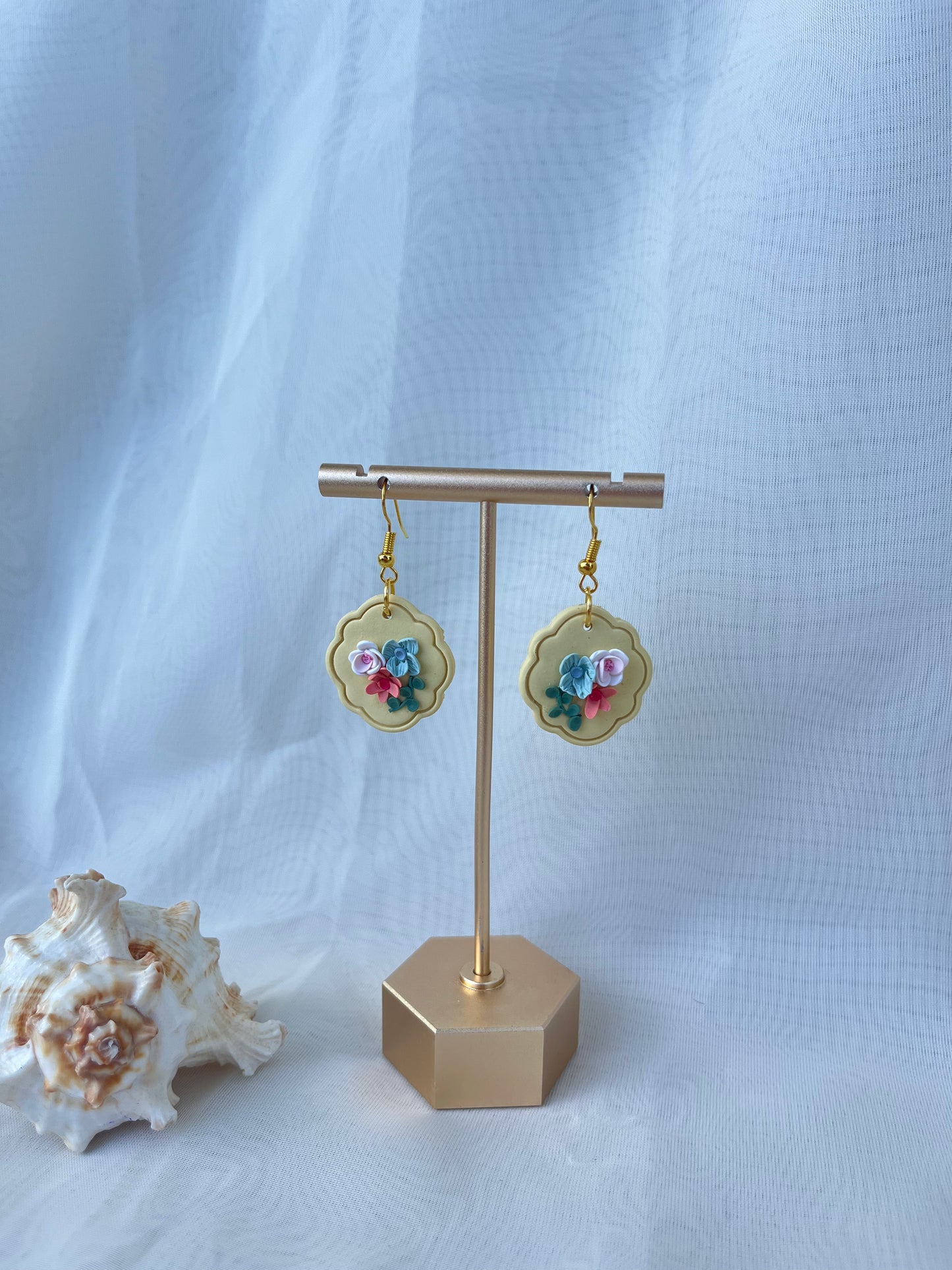 butter yellow floral earrings