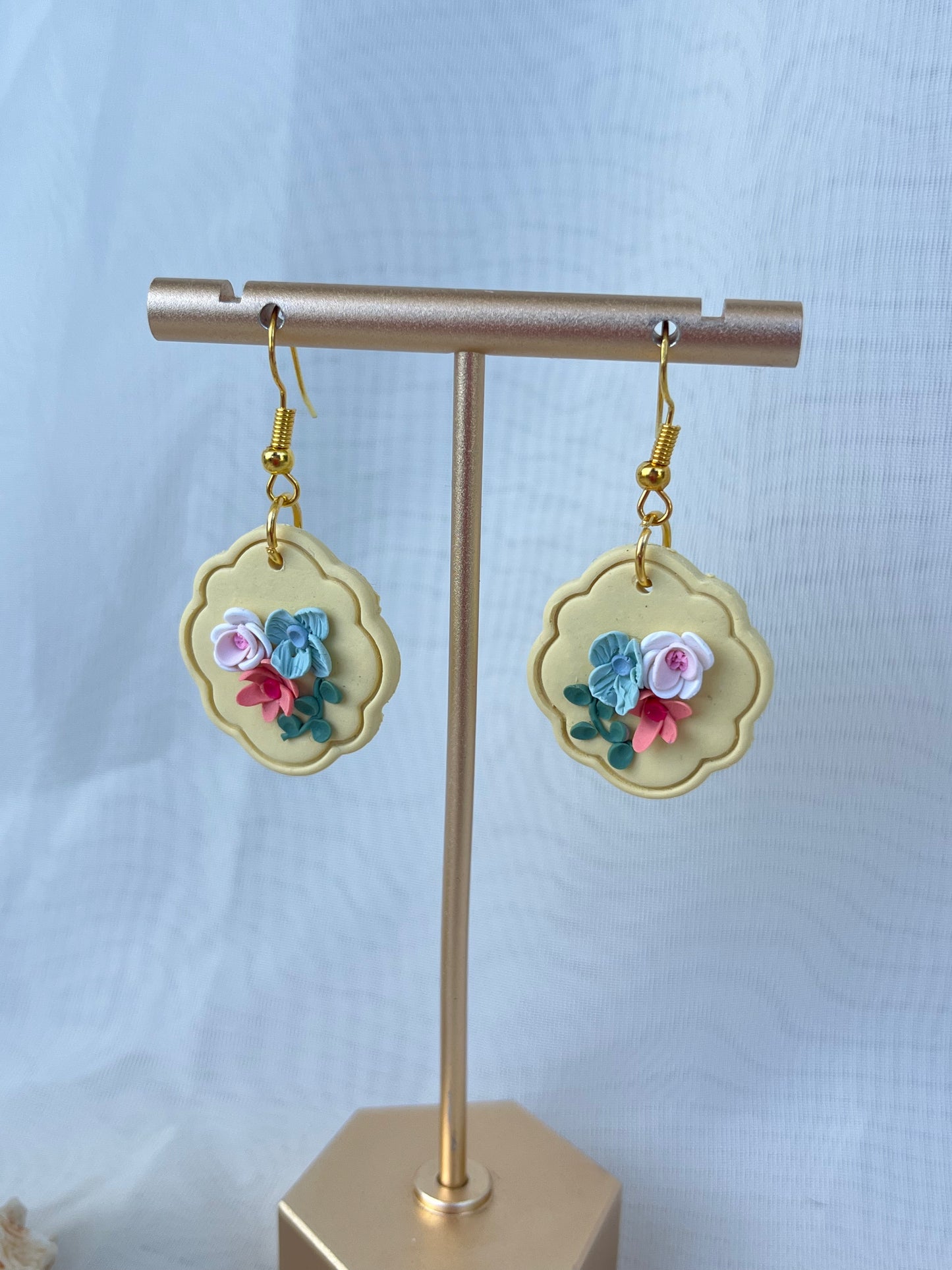 butter yellow floral earrings