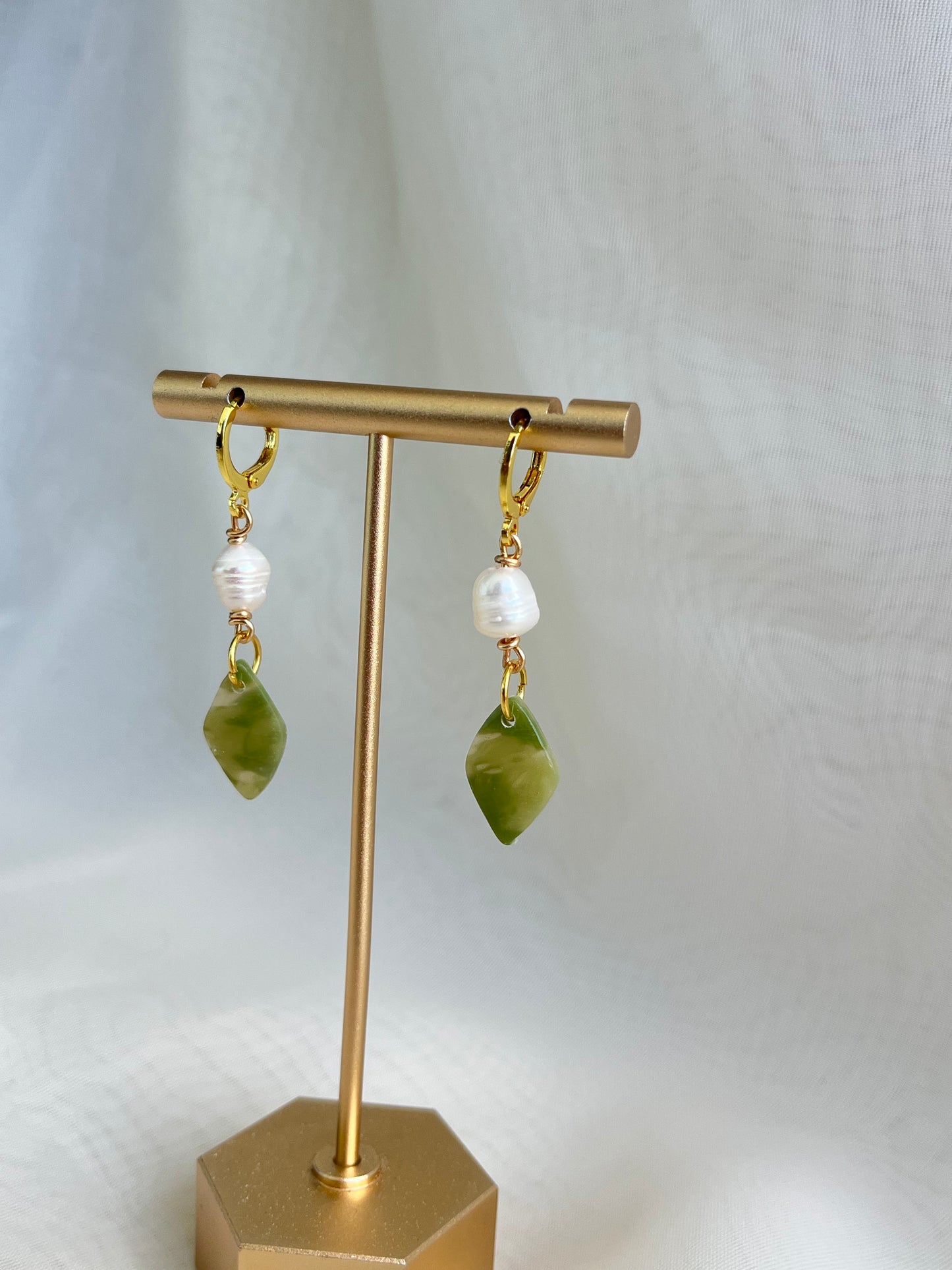 Green clay stone earrings
