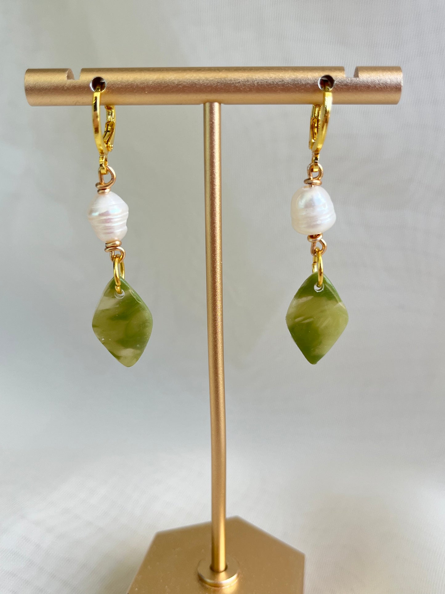 Green clay stone earrings