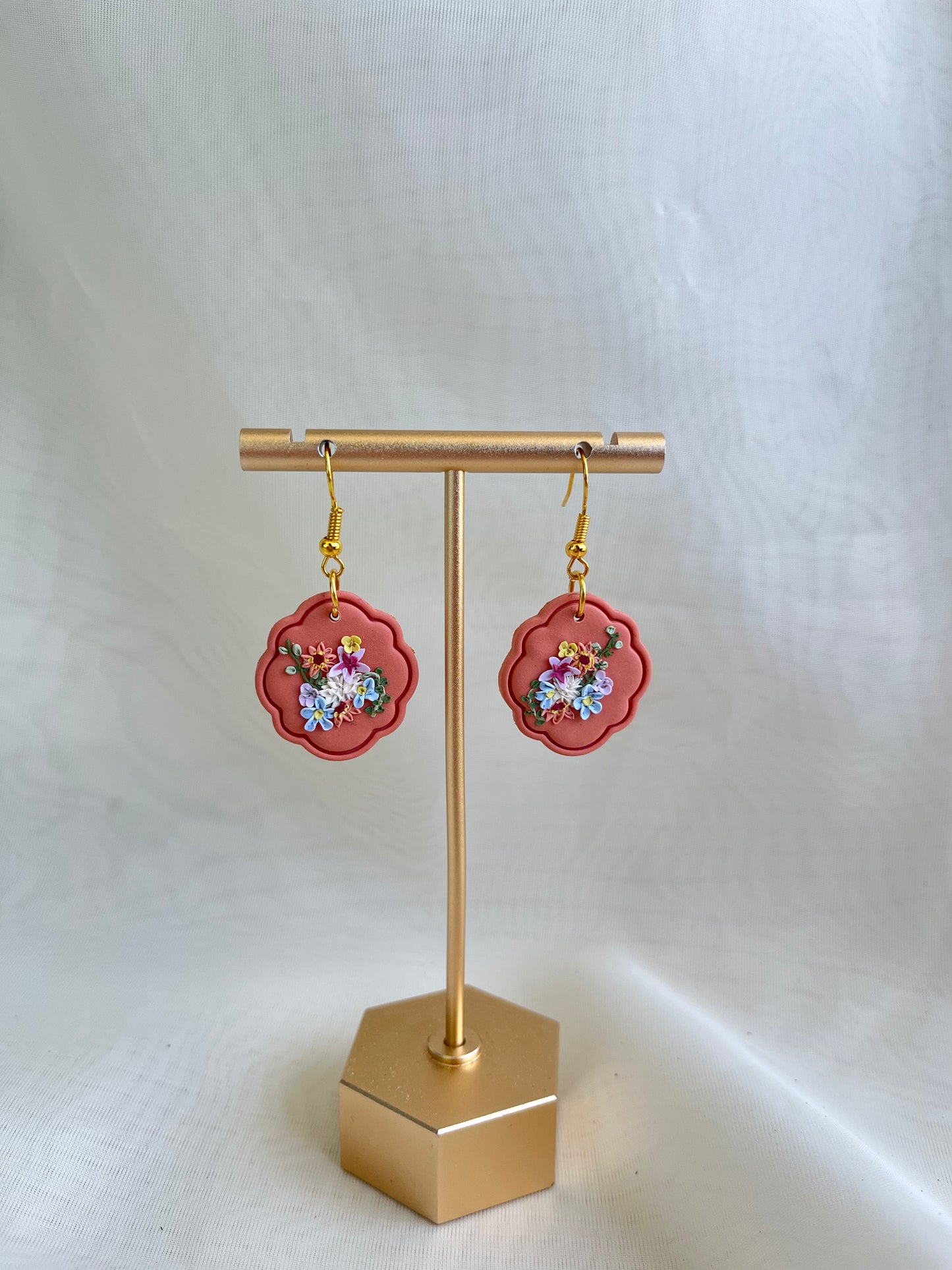 Floral pendant earrings