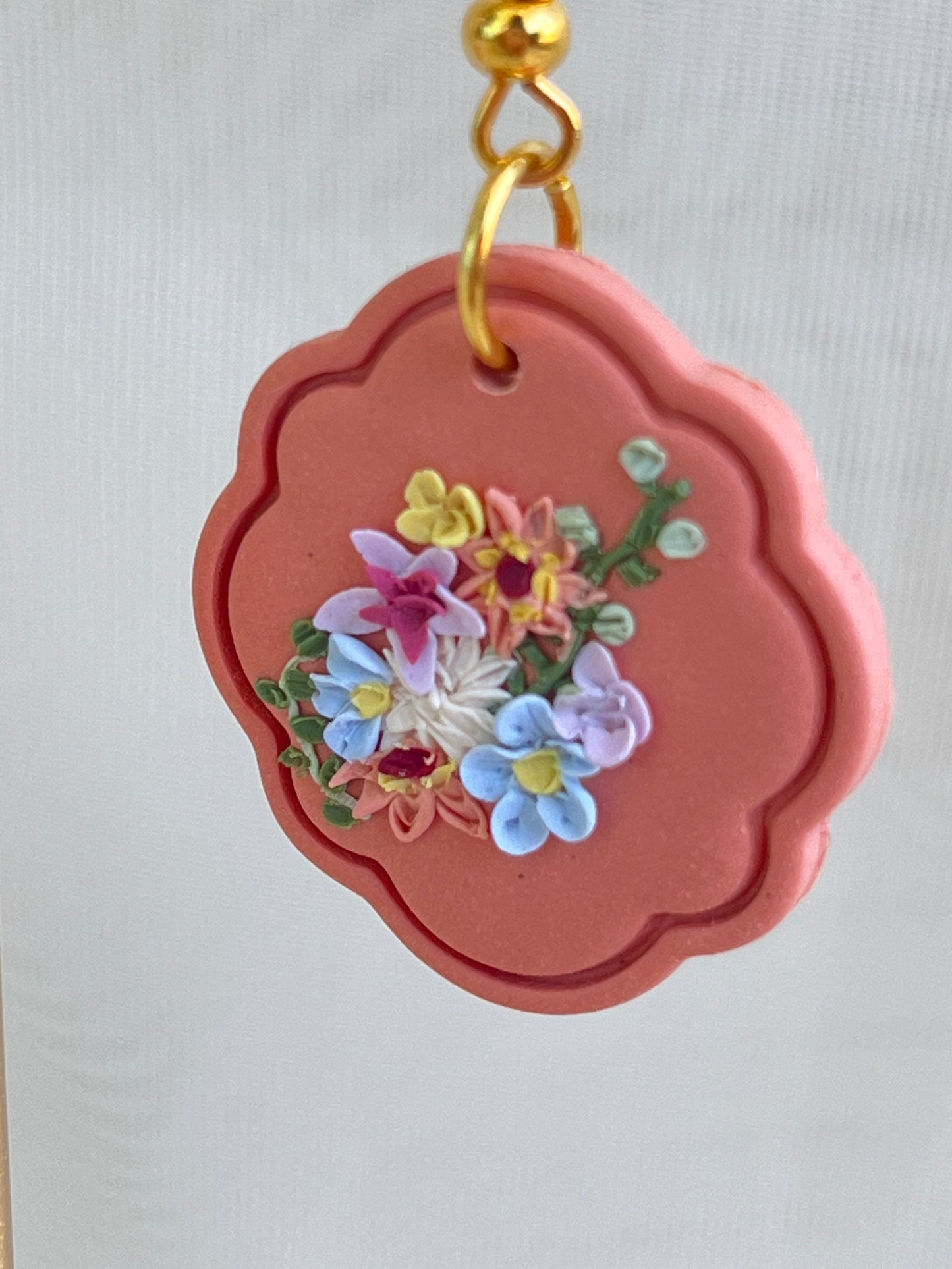 Floral pendant earrings