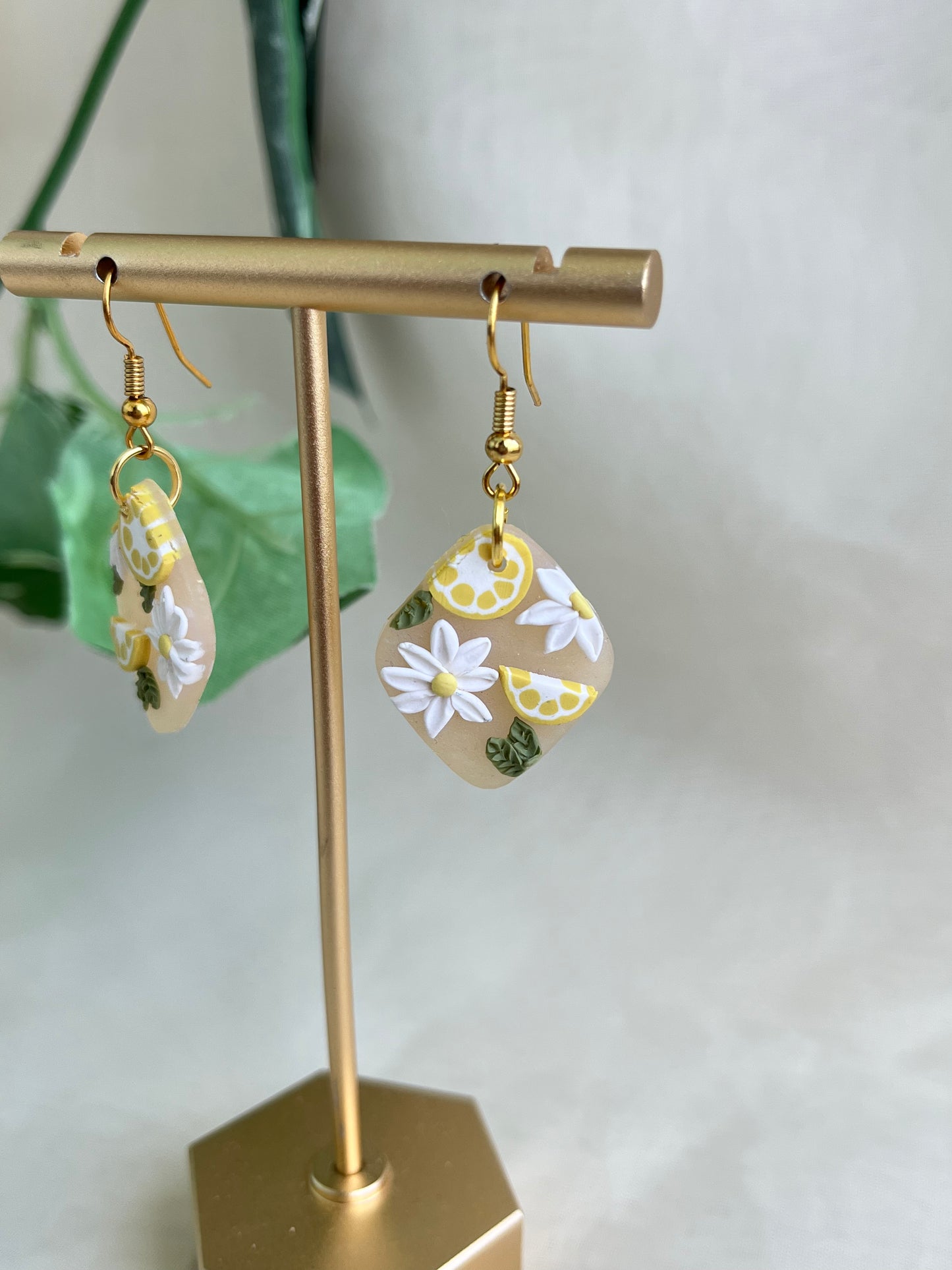 lemon pattern earrings