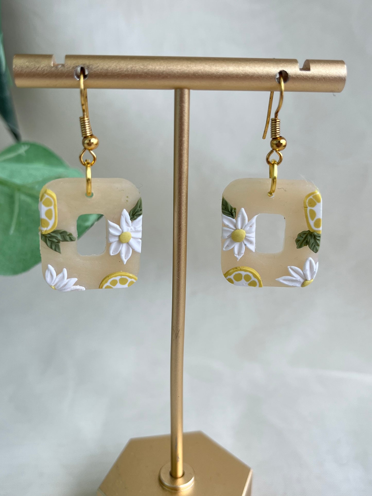lemon pattern earrings
