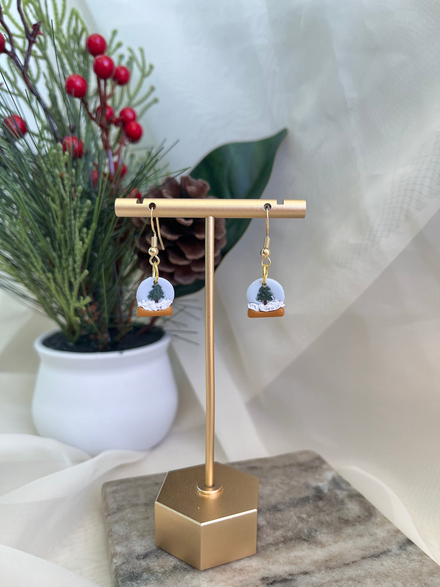 snow globe earrings