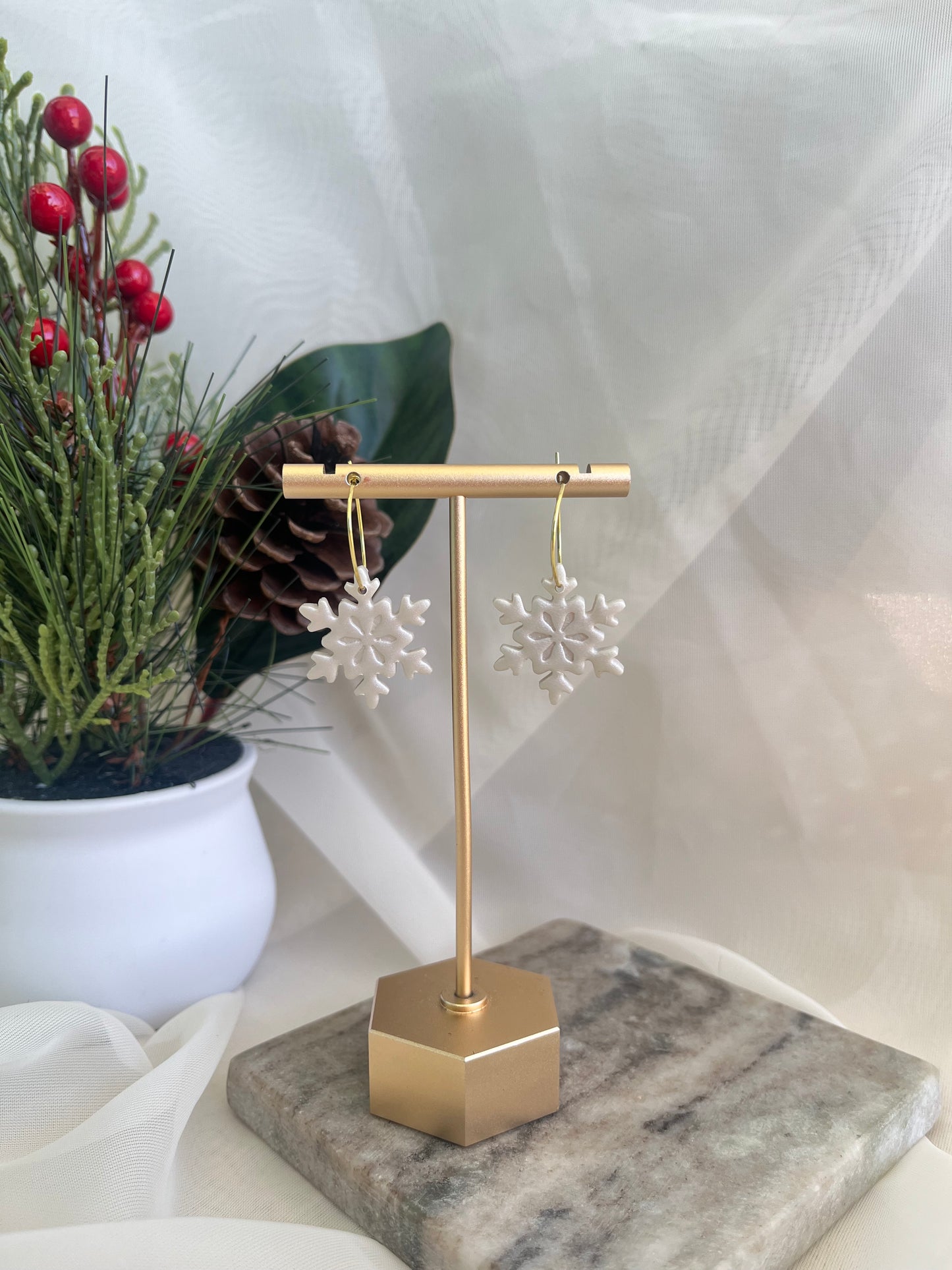 shimmery snowflake earrings