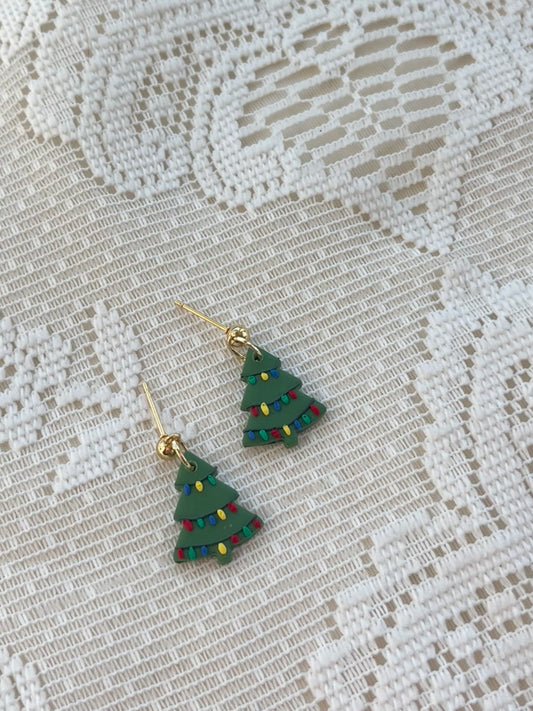 colorful light Christmas tree earrings