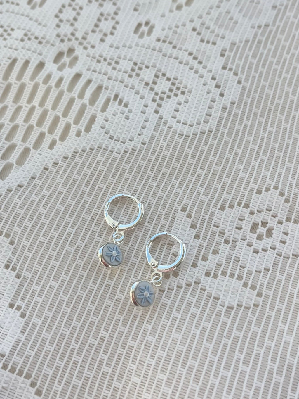 Silver pendent clay earrings