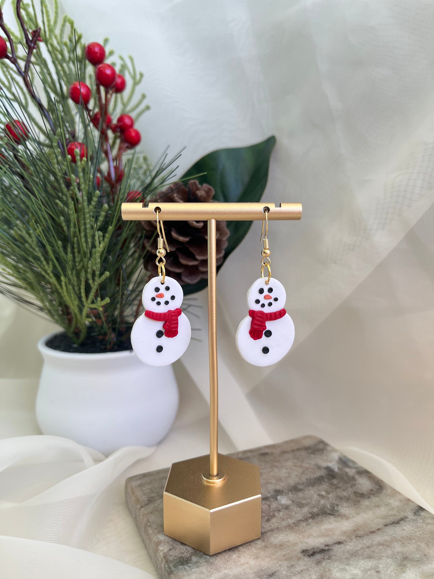 snowman earrings
