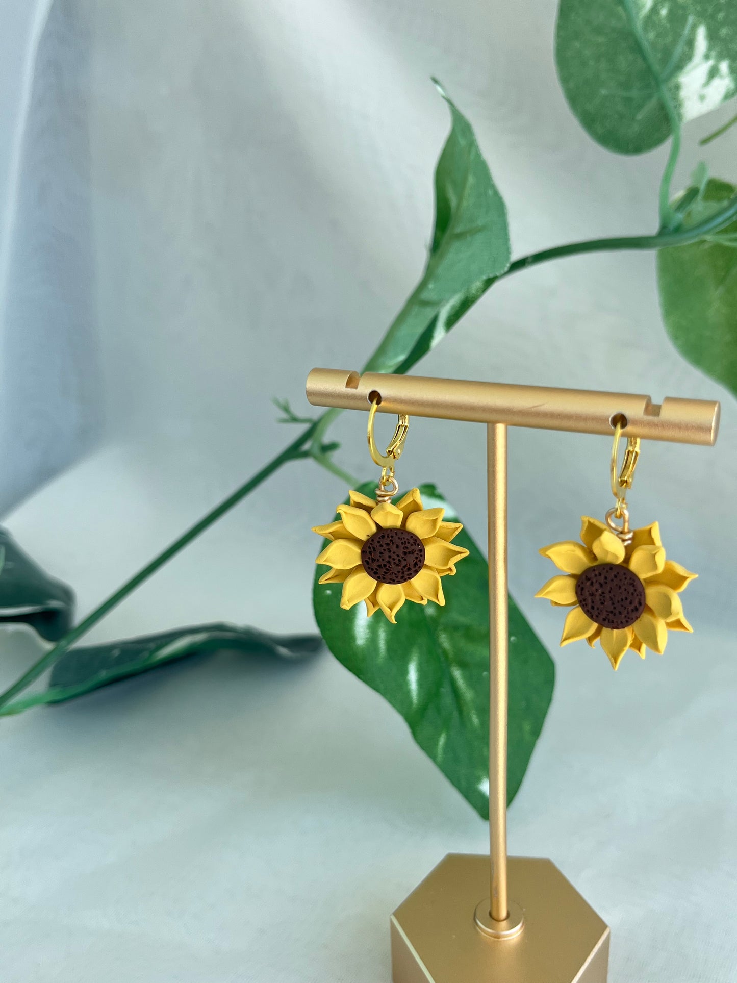 sunflower clay earrings