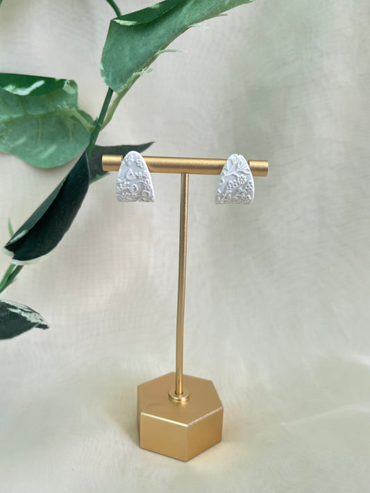 White floral Huggie earrings