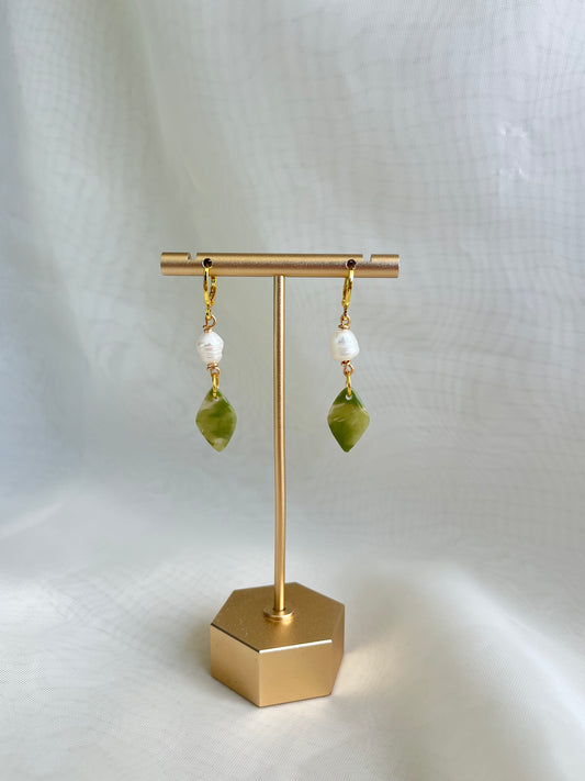 Green clay stone earrings