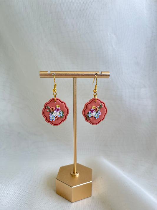 Floral pendant earrings