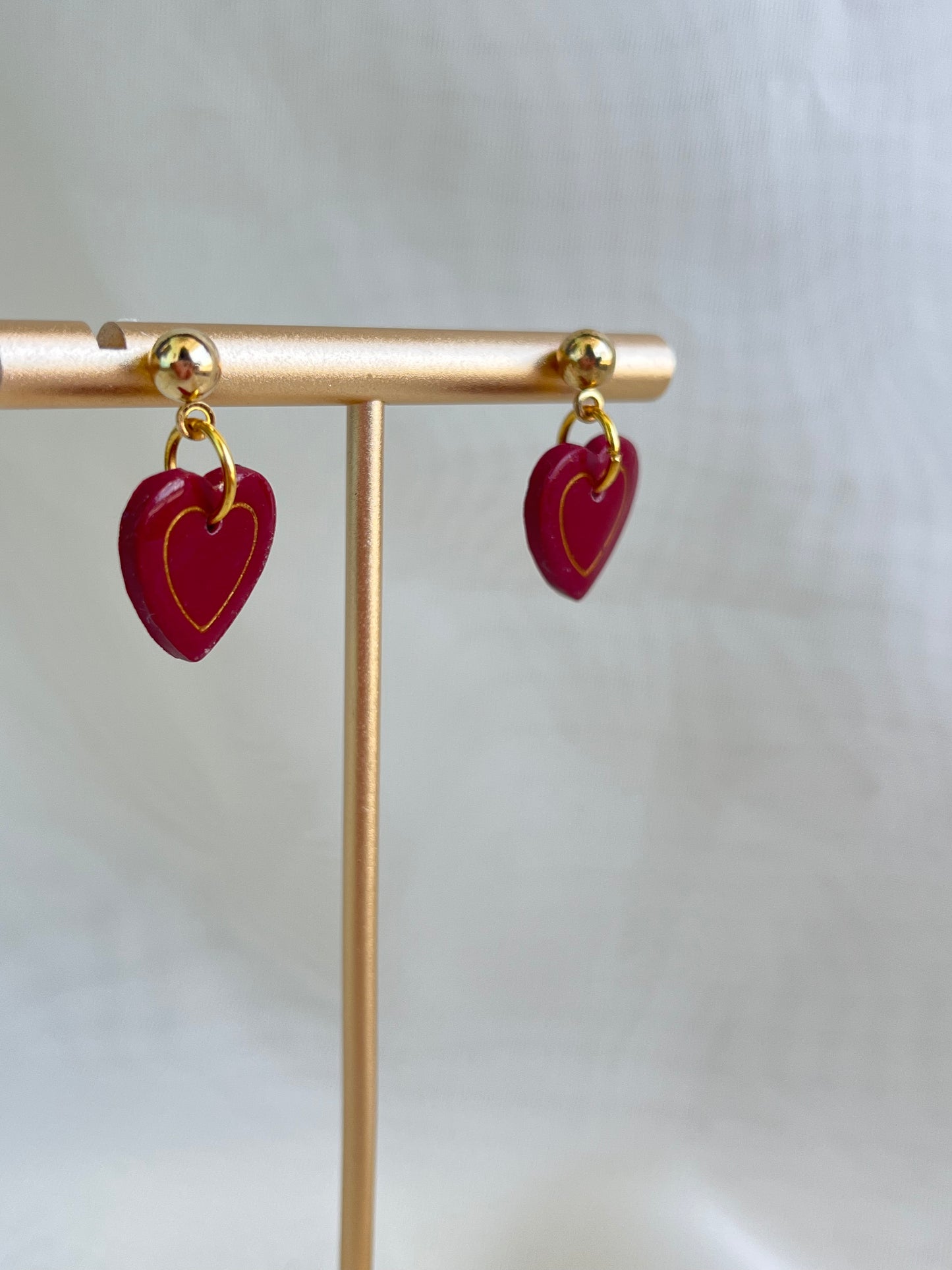 Maroon heart earring